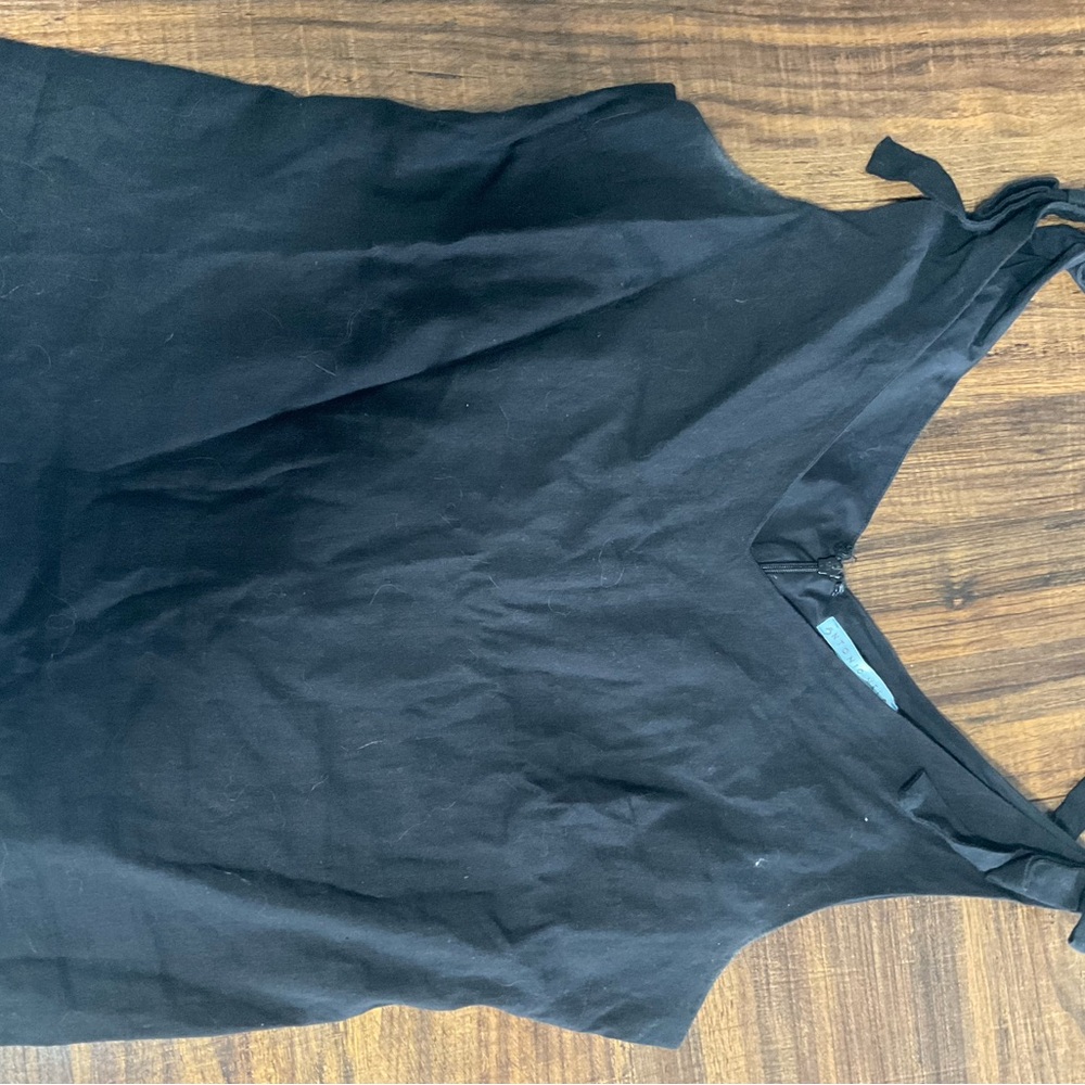Black Sleeveless Linen Top with Bow Detail